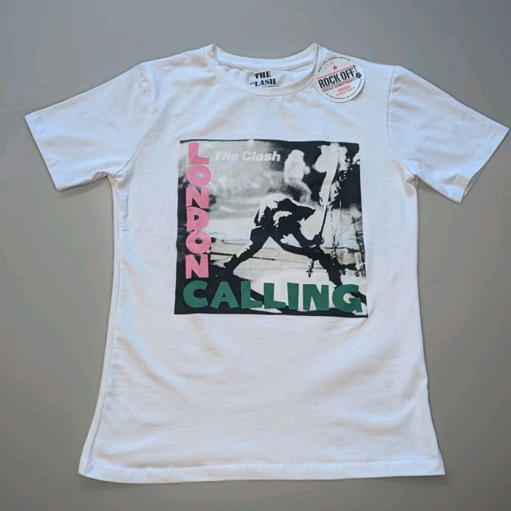 The Clash London Calling Official T-Shirt Womens Size Large White Graphic Tee